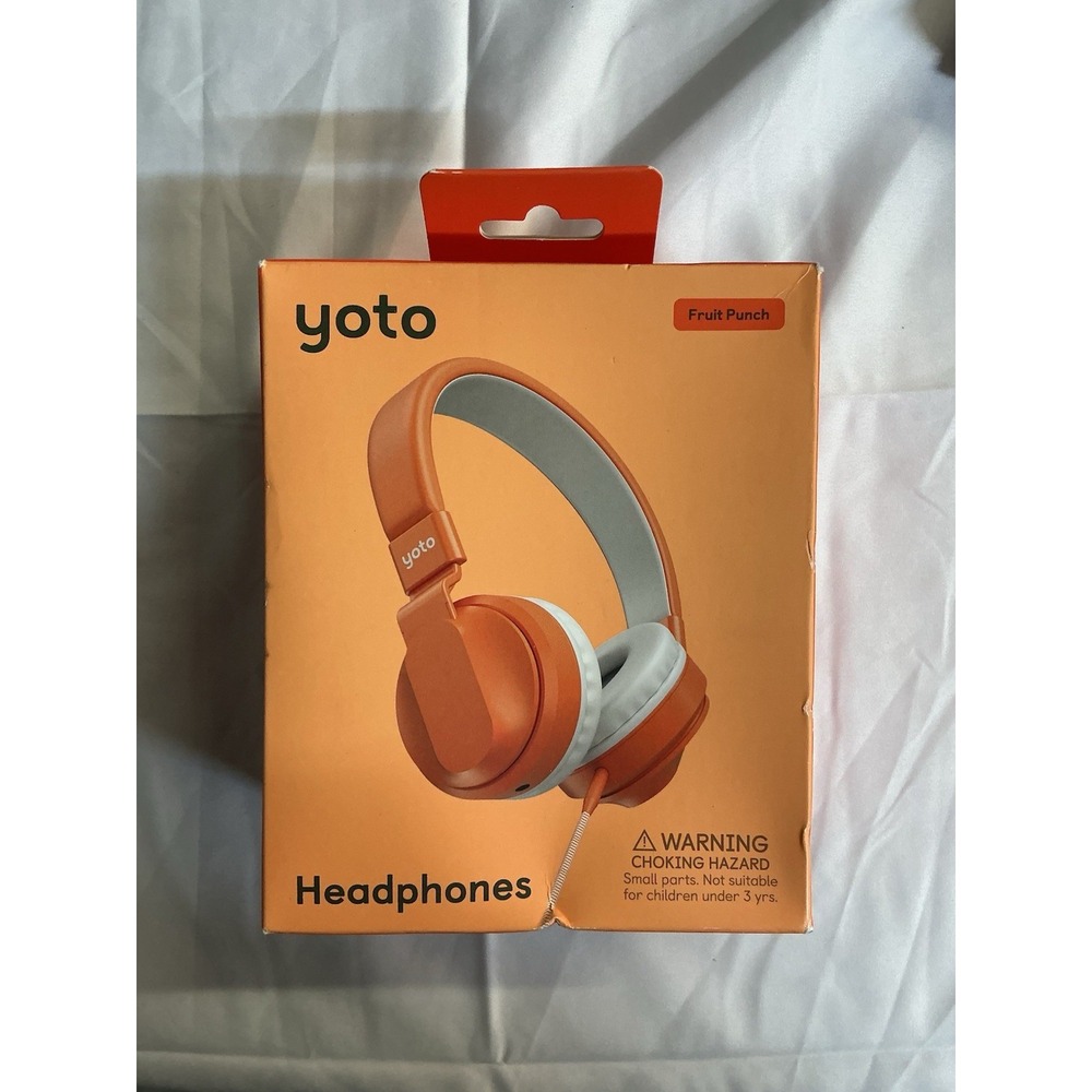 Yoto Wired Kids Headphones – Fruit Punch Orange – 85dB Safe Volume, 3.5mm Jack